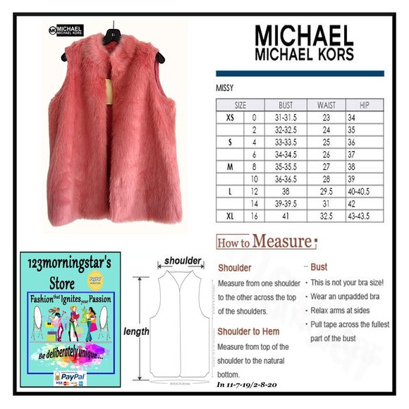 MICHAEL KORS NEW Soft Girl DUSTY ROSE Faux Fur Front/Knit Back Vest L - Picture 12 of 12